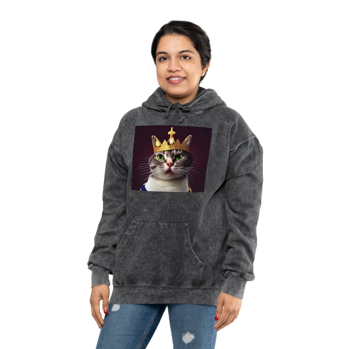Royal Cat Unisex Mineral Wash Hoodie - Style B - DarzyStore