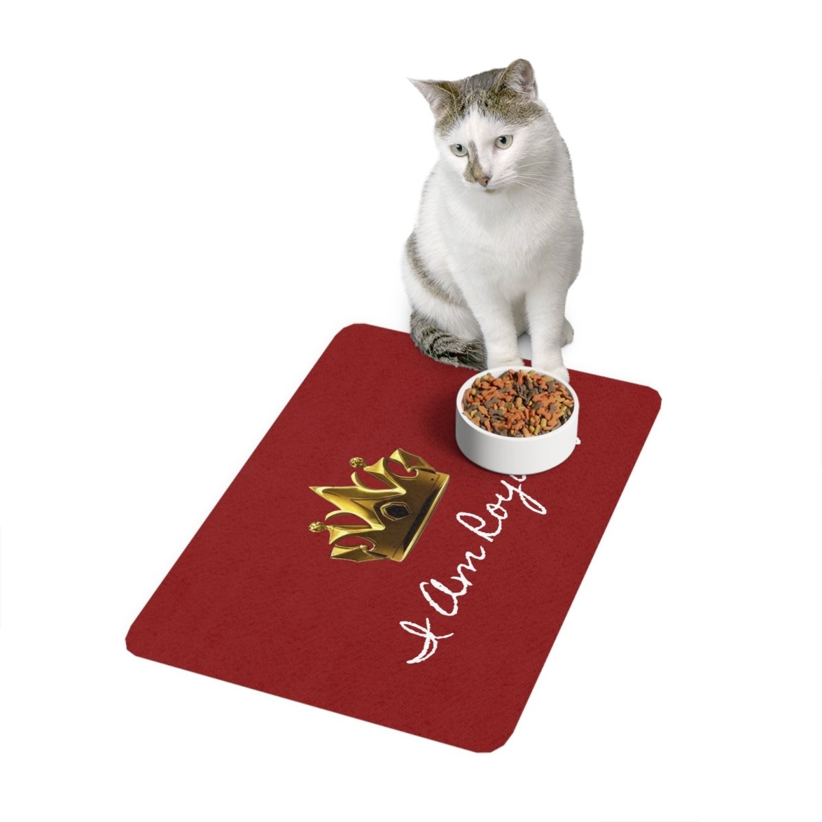 Royal Crown Pet Food Mat (12x18) - I Am Royalty (Dark Red) - DarzyStore