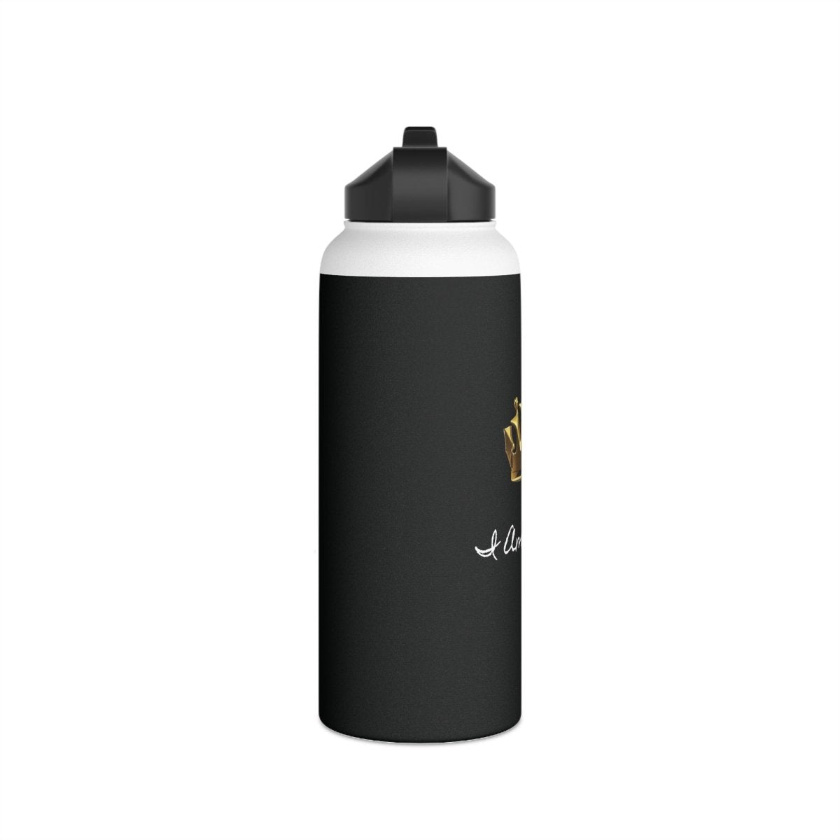 Royal Crown Stainless Steel Water Bottle - I Am Royalty (Standard Lid - Black) - DarzyStore