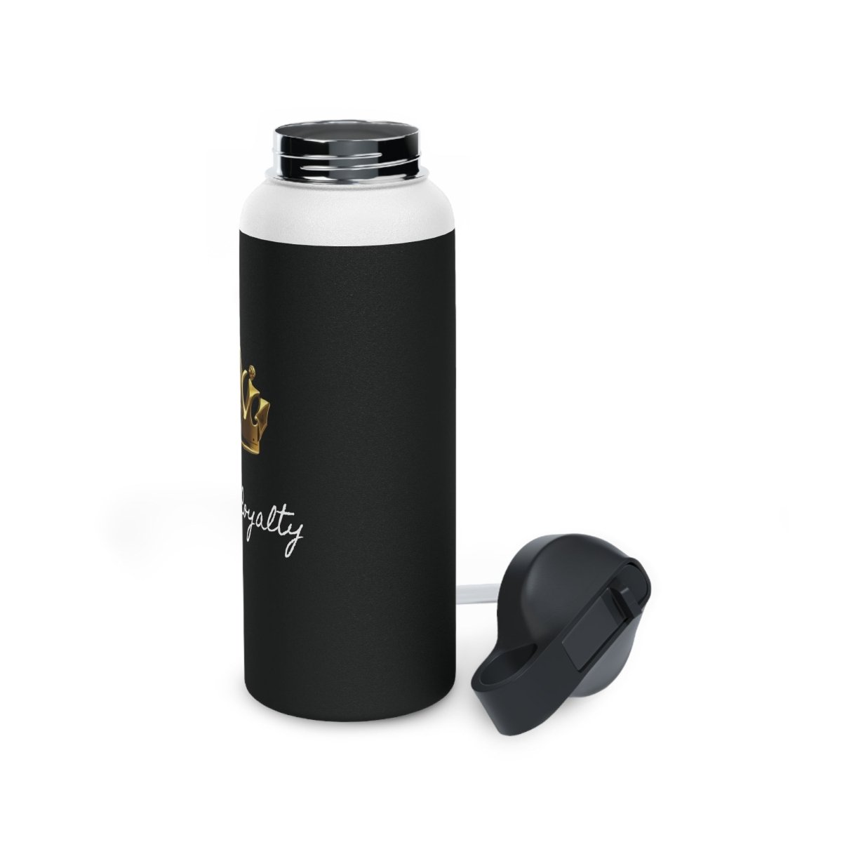 Royal Crown Stainless Steel Water Bottle - I Am Royalty (Standard Lid - Black) - DarzyStore