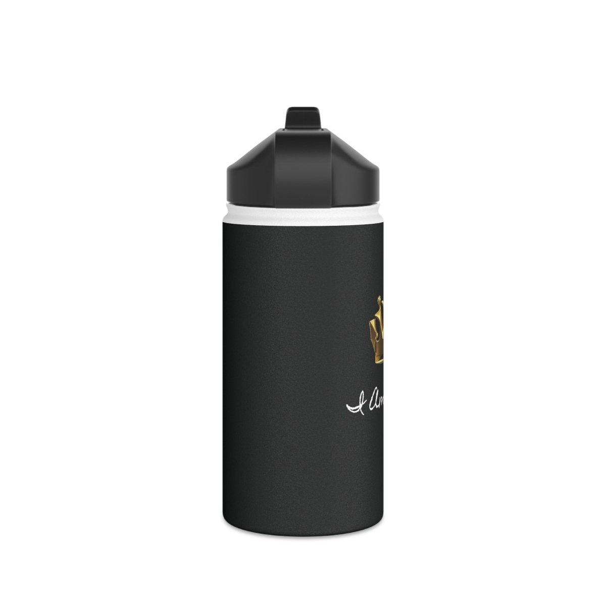 Royal Crown Stainless Steel Water Bottle - I Am Royalty (Standard Lid - Black) - DarzyStore