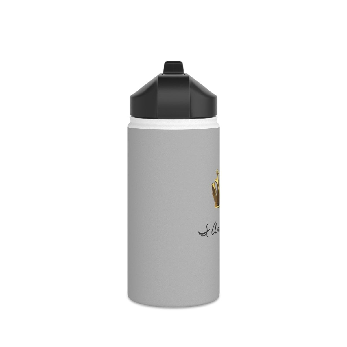 Royal Crown Stainless Steel Water Bottle - I Am Royalty (Standard Lid - Light Gray) - DarzyStore