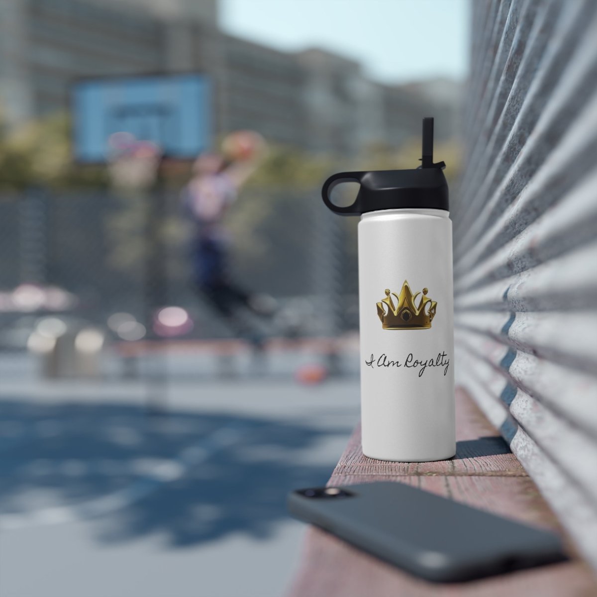 Royal Crown Stainless Steel Water Bottle - I Am Royalty (Standard Lid - White) - DarzyStore